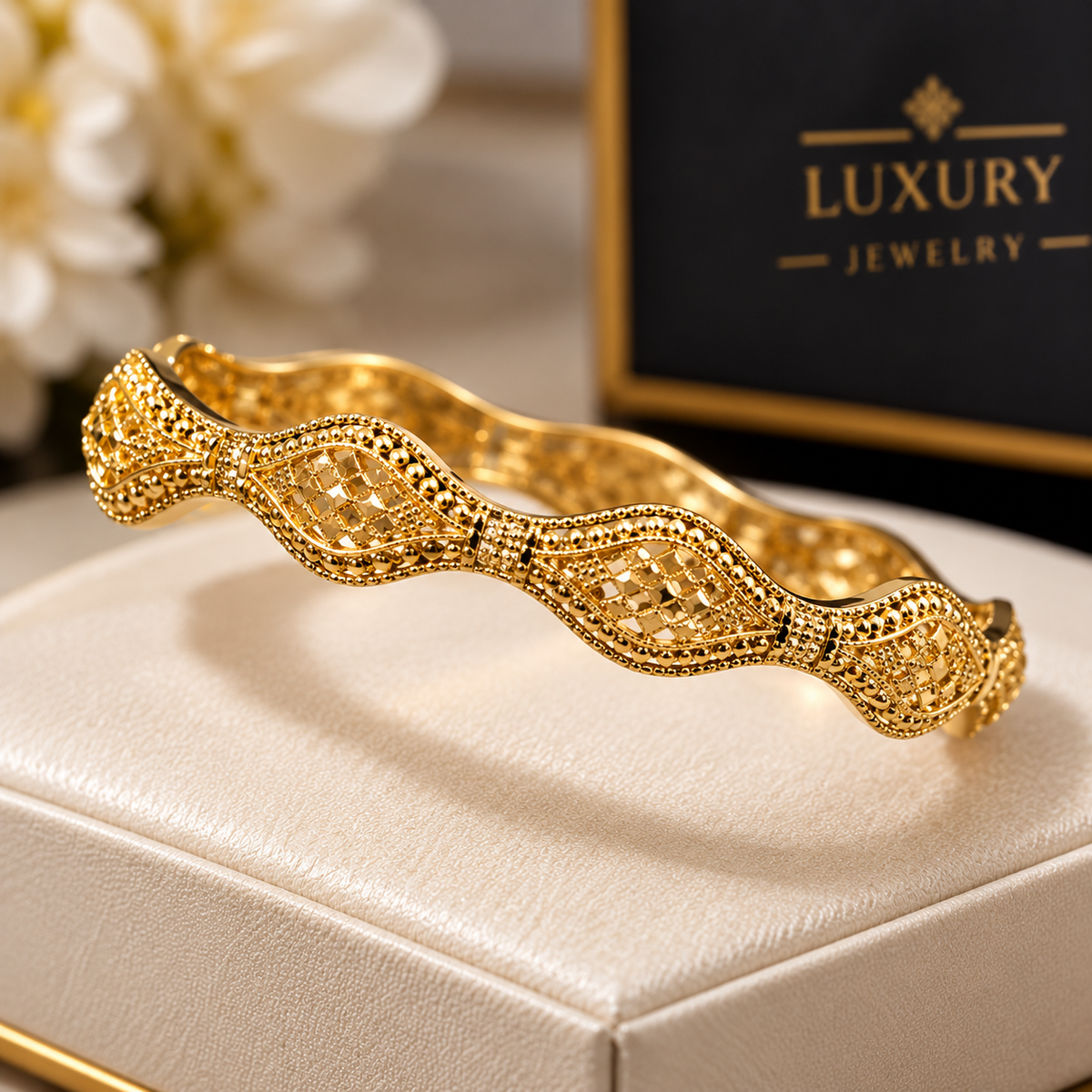 Elegant Gold-Plated Crystal & Textured Stackable Bangles Set