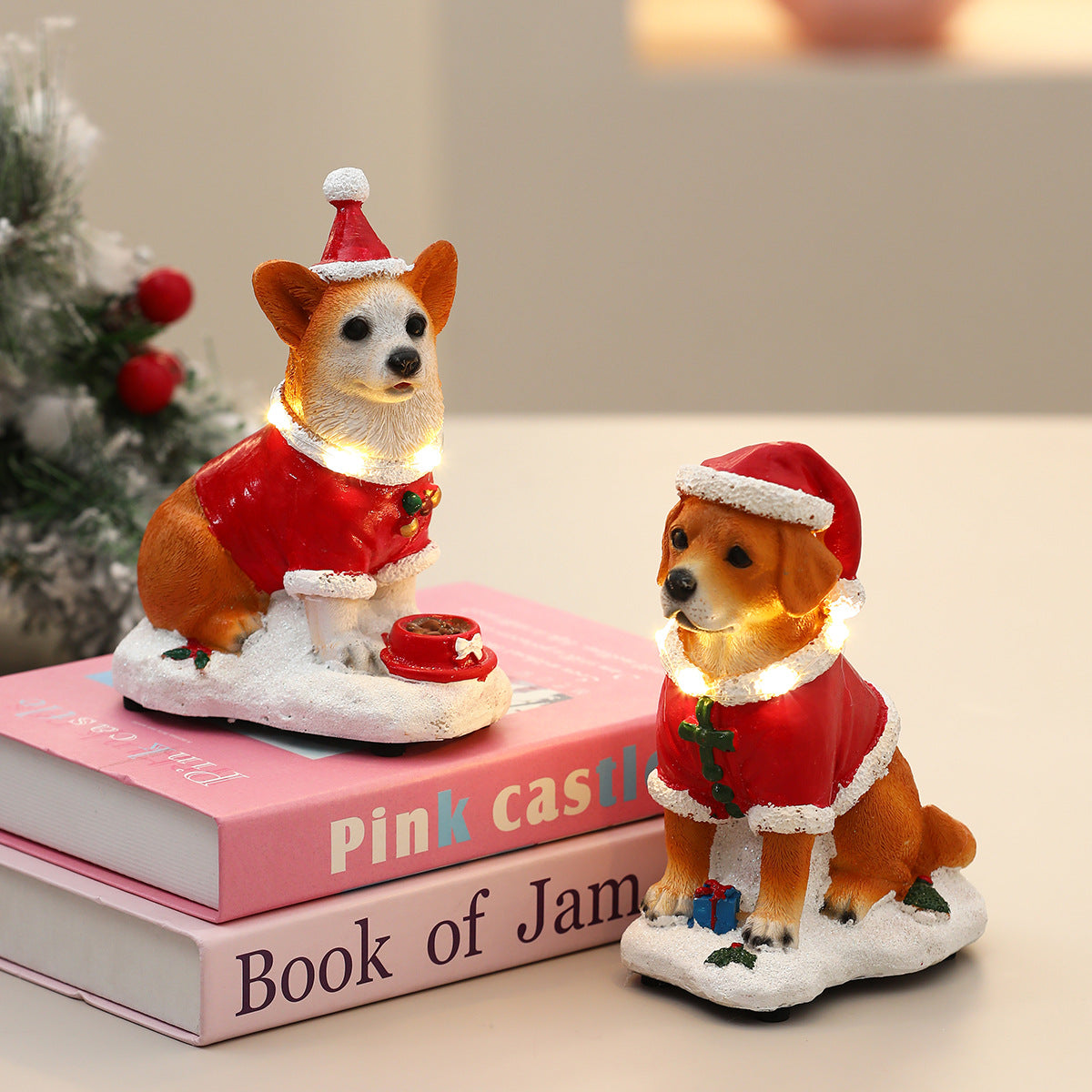 Christmas Resin Coke Gold Hair Luminous Music Pet Dog Ornaments