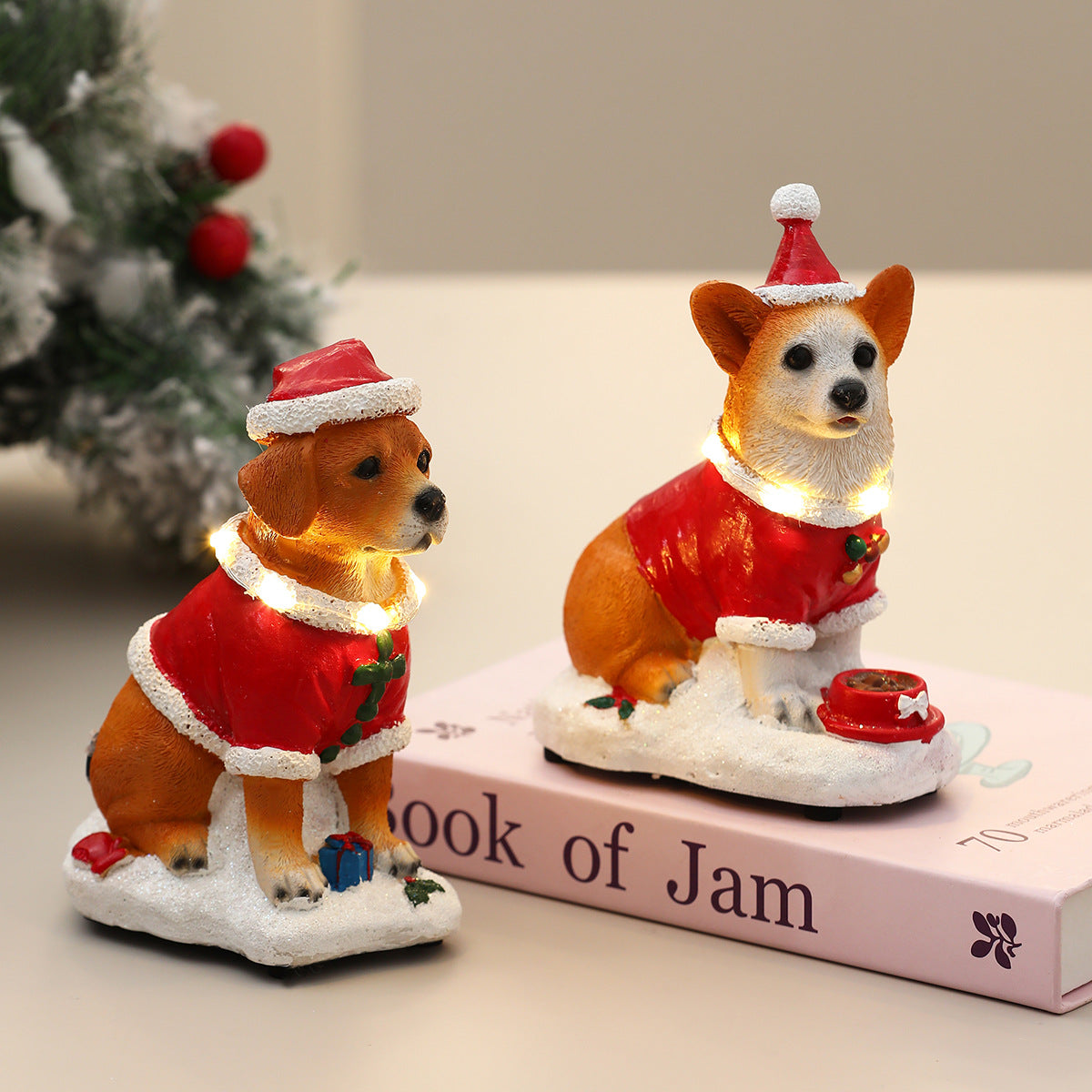 Christmas Resin Coke Gold Hair Luminous Music Pet Dog Ornaments