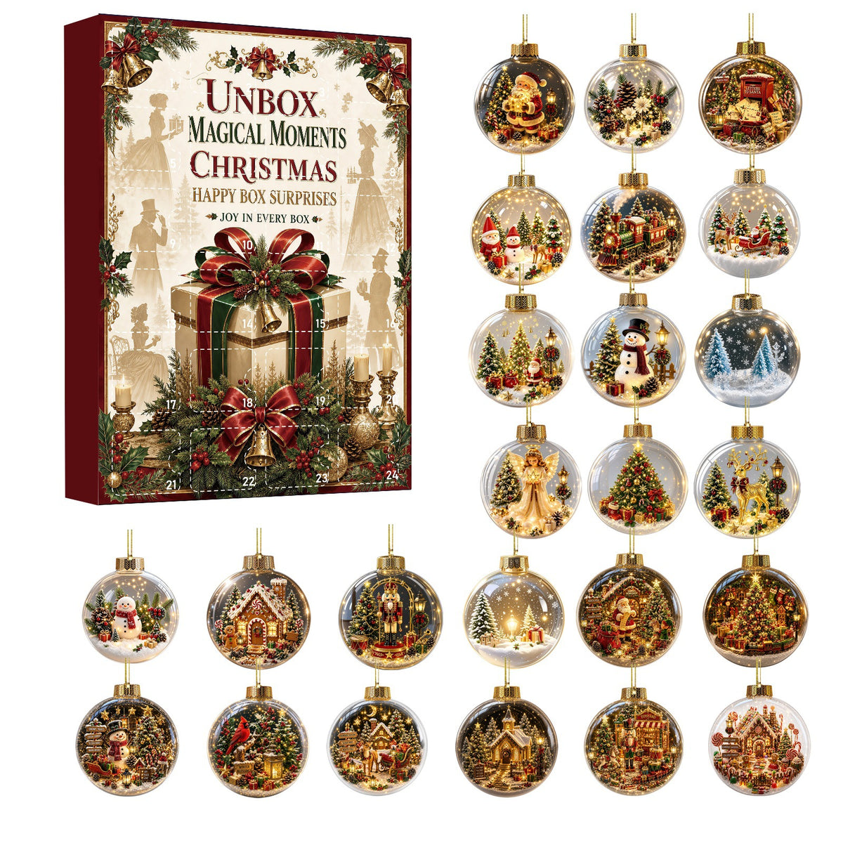 Christmas Countdown Calendar Blind Box with Acrylic Ornaments