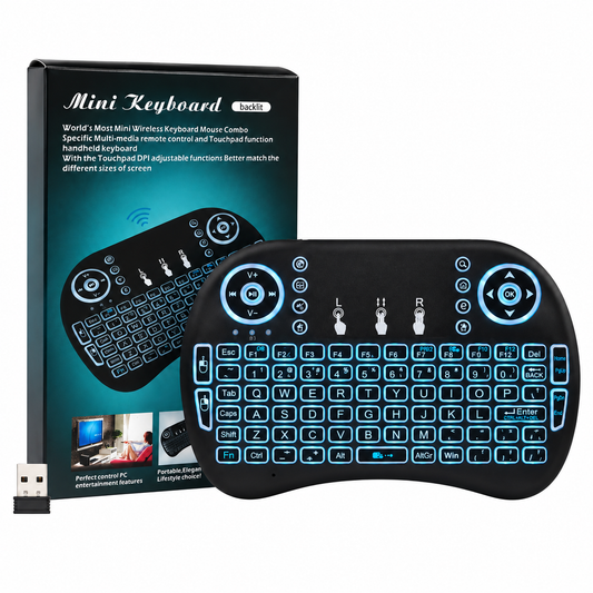 Mini Wireless Keyboard with Backlit & Touchpad - 2.4GHz Handheld Remote Control for Smart TV, PC, Android TV Box