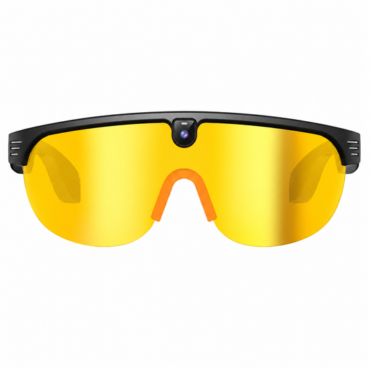 Smart Cycling & Sports Sunglasses with Integrated HD Camera - Yellow Mirror Lens