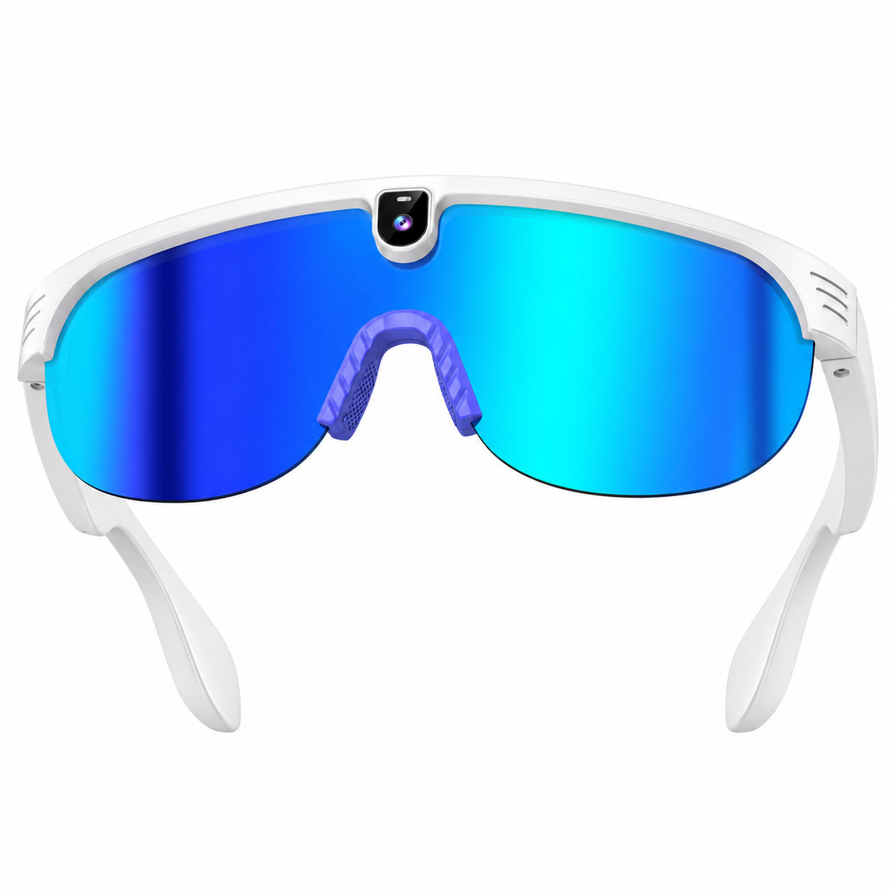 Smart Cycling & Sports Sunglasses with Integrated HD Camera - White / Blue Mirror Lens