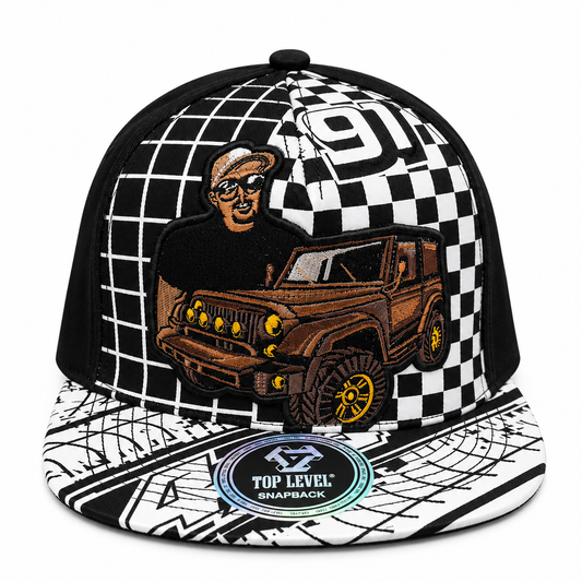 Off-Road Jeep & "91" Checkered Streetwear Snapback Cap