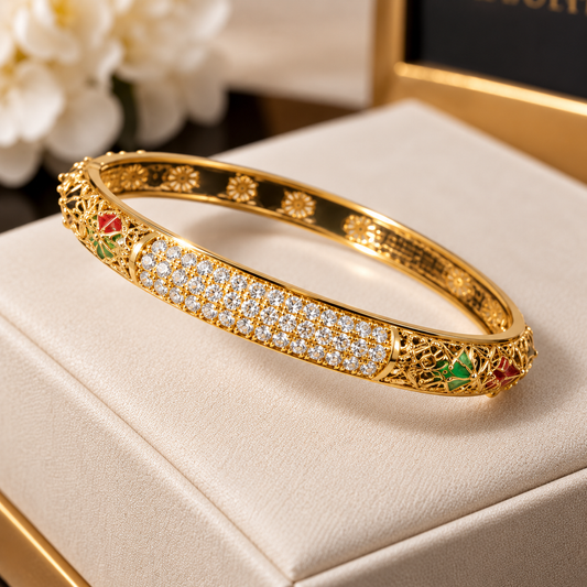 Newest Diamond Studded Micron Plated, Gold Finish Bangles/Bracelet