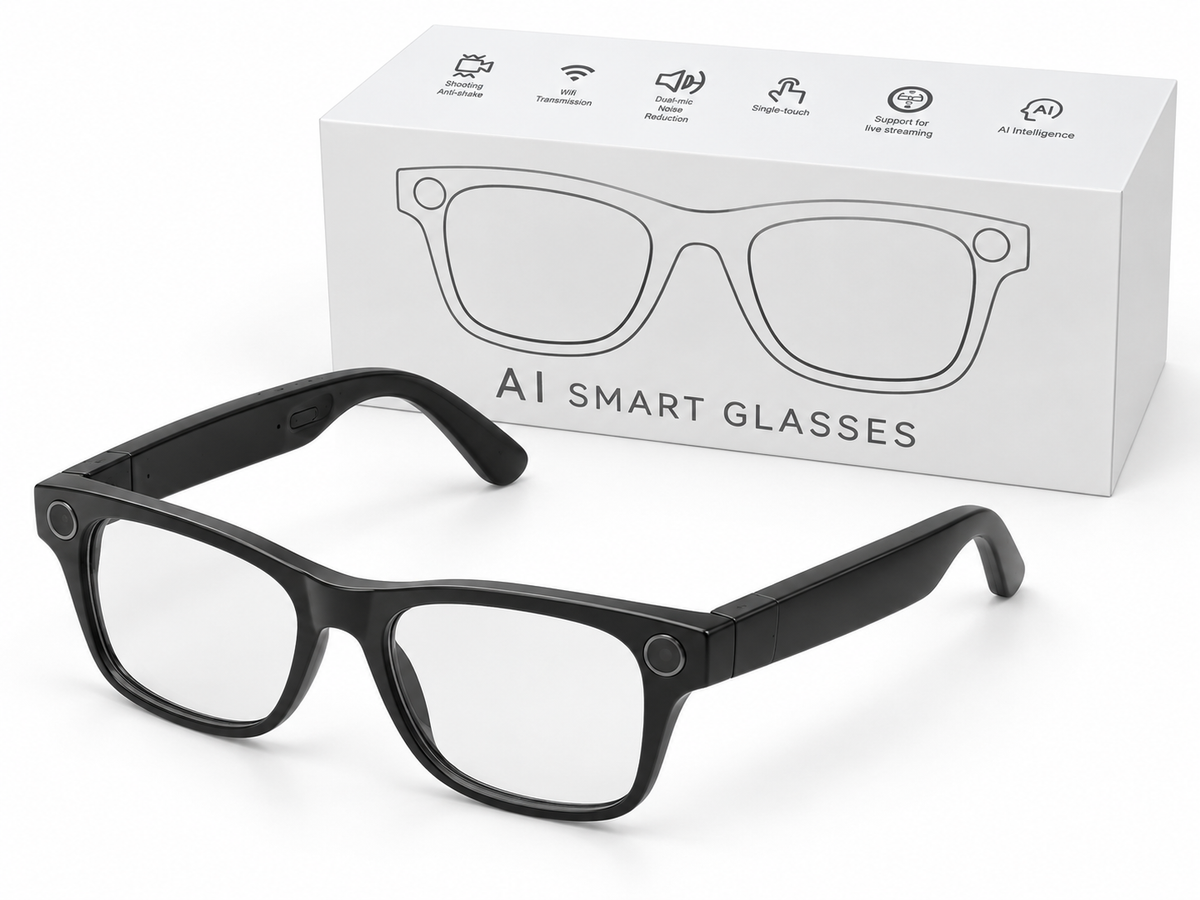 AI Smart Glasses with Camera, Wi-Fi and Dual Microphones
