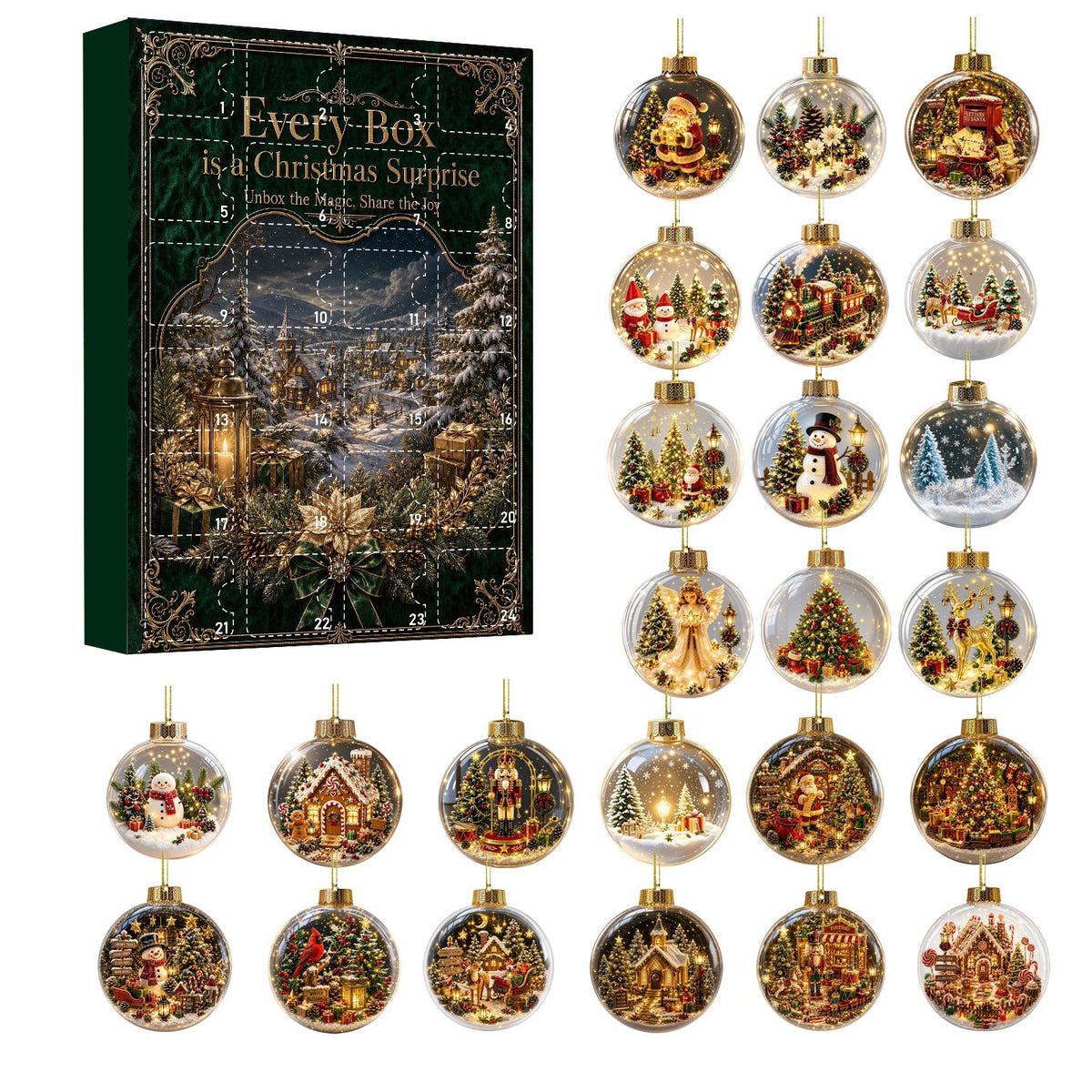 Christmas Countdown Calendar Blind Box with Acrylic Ornaments