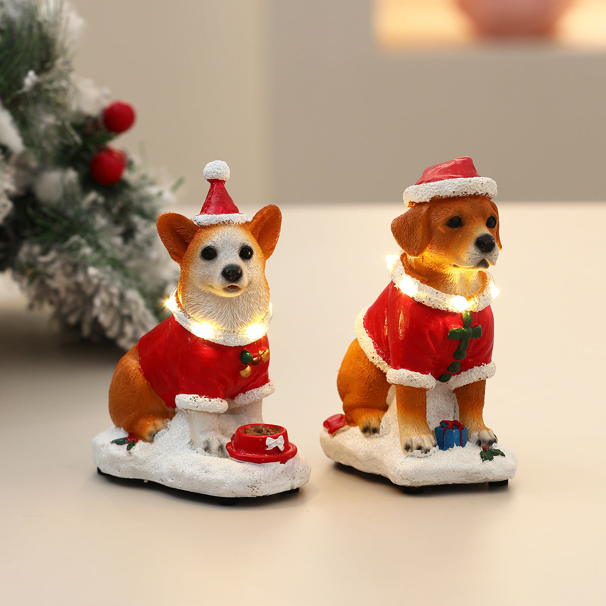 Christmas Resin Coke Gold Hair Luminous Music Pet Dog Ornaments