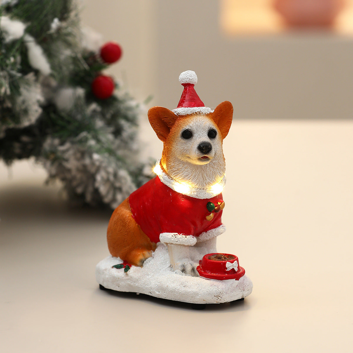 Christmas Resin Coke Gold Hair Luminous Music Pet Dog Ornaments