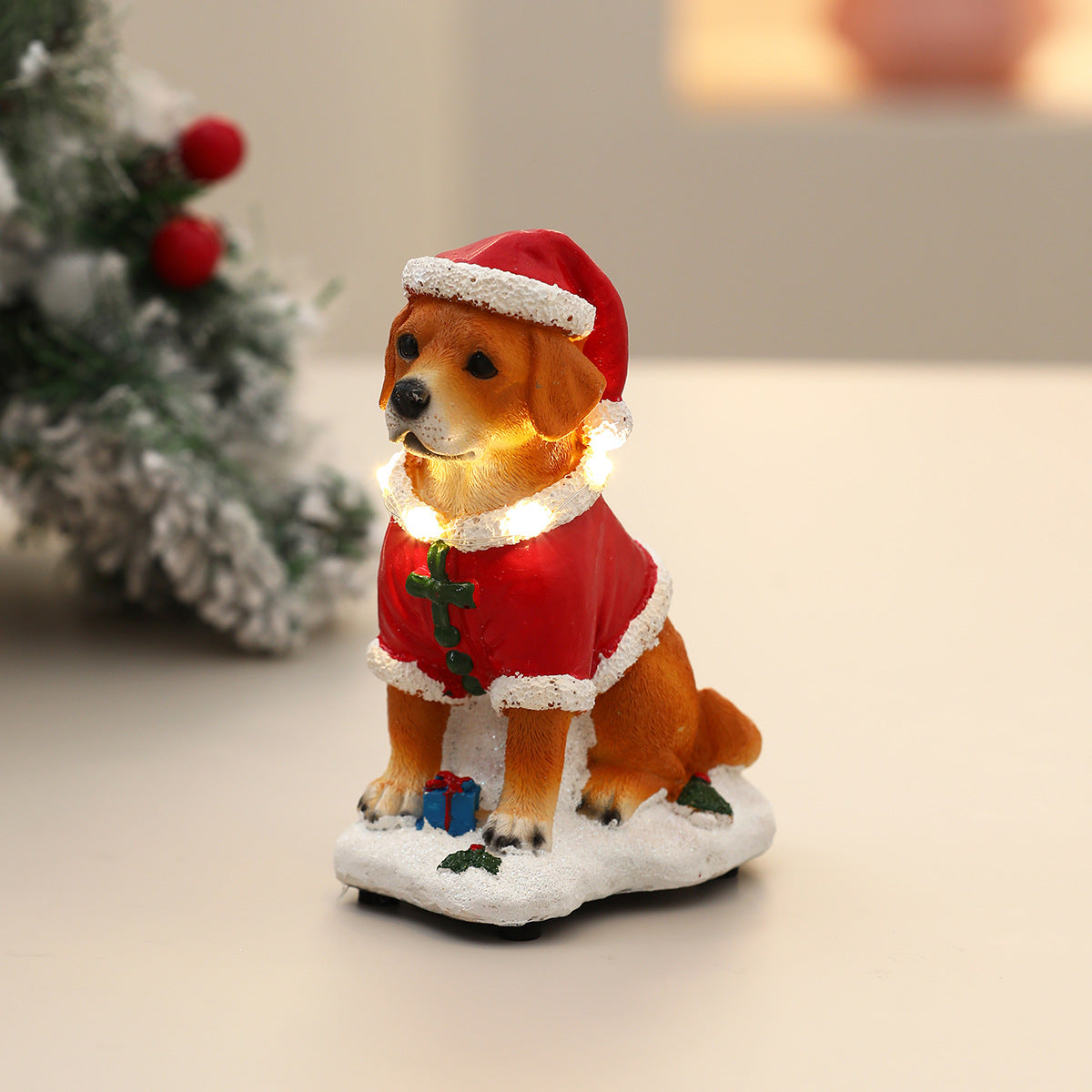 Christmas Resin Coke Gold Hair Luminous Music Pet Dog Ornaments
