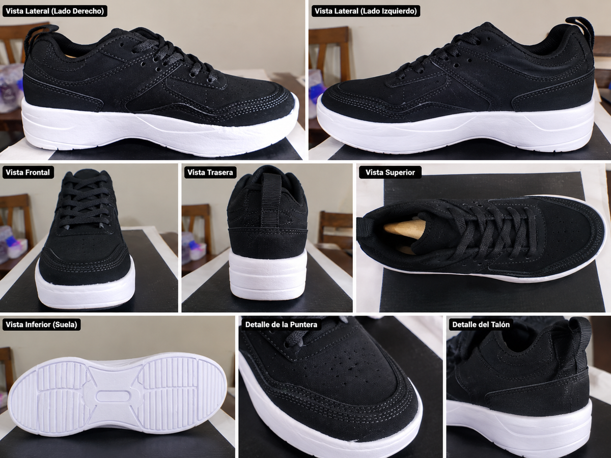Black Casual Sports Sneakers with Thick White Sole